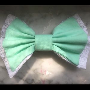 Mint Green Lace Bow Hair Clip